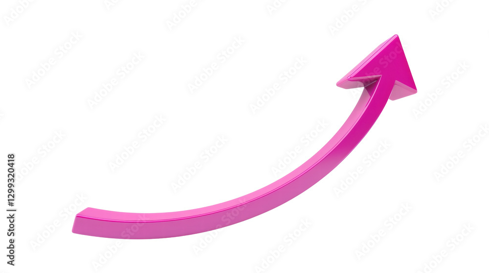 3D Pink Arrow Curve Symbol Pointing Upward with Transparent Background Representation of Growth 3D Pink Arrow Curve Symbol Pointing Upward with Transparent Background Representation of Growth