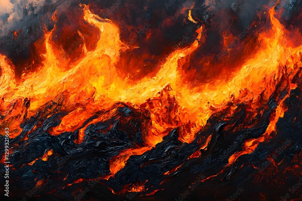 Raging Inferno Consuming a Fiery Landscape with Intense Flames and Scorching Heat Raging Inferno Consuming a Fiery Landscape with Intense Flames and Scorching Heat