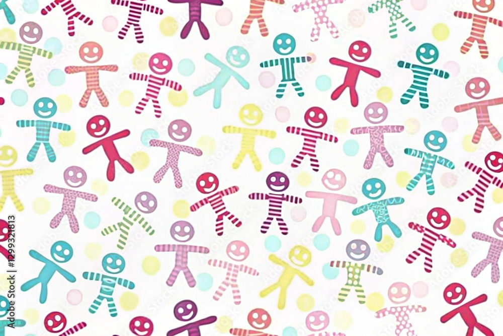 Colorful happy people figures pattern. Colorful happy people figures pattern.
