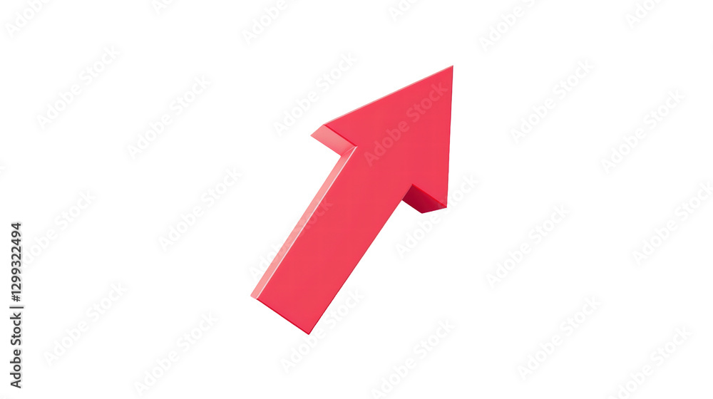 Bright Red Upward Arrow Symbolizing Growth and Progress on a Transparent Background Bright Red Upward Arrow Symbolizing Growth and Progress on a Transparent Background