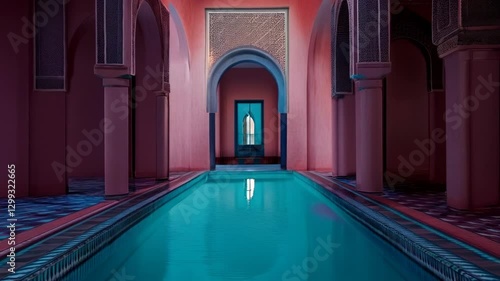Serene Moroccan Pool: Architectural Symmetry and Tranquility