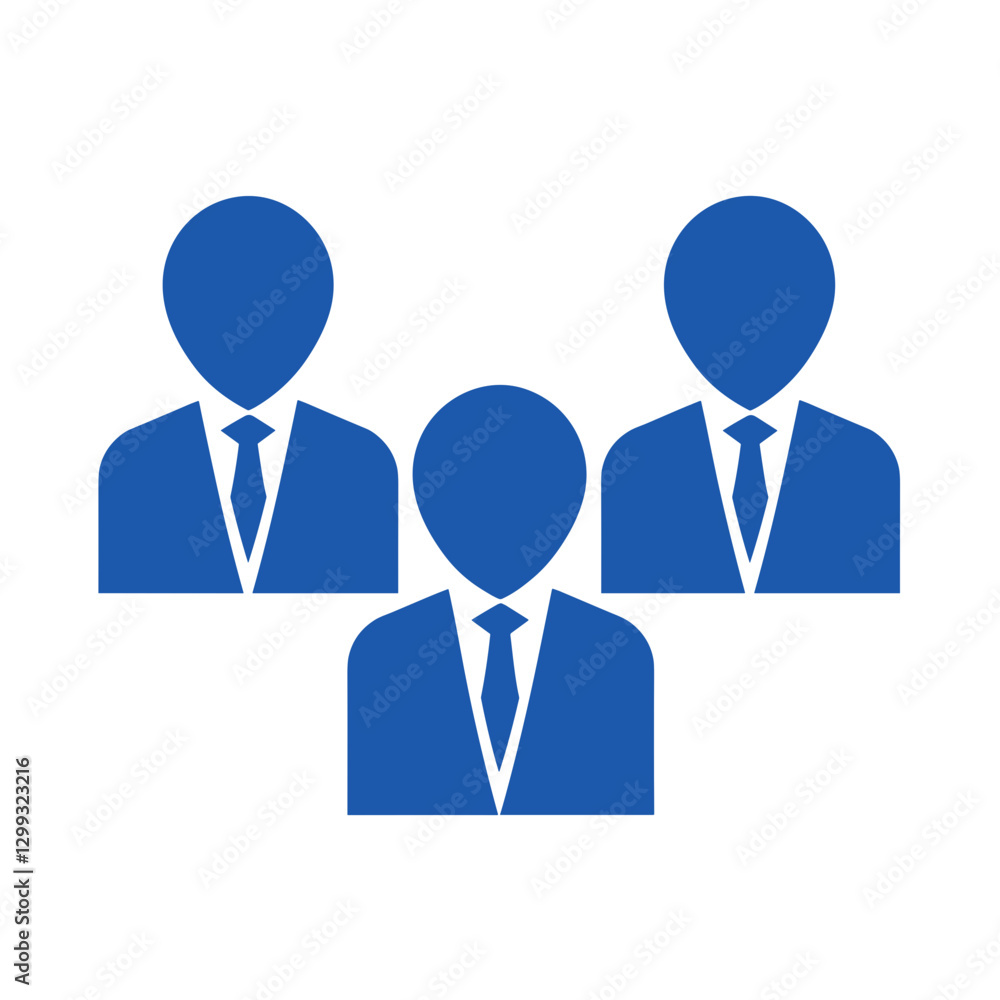 Business team icon with three silhouettes in suits and ties Business team icon with three silhouettes in suits and ties