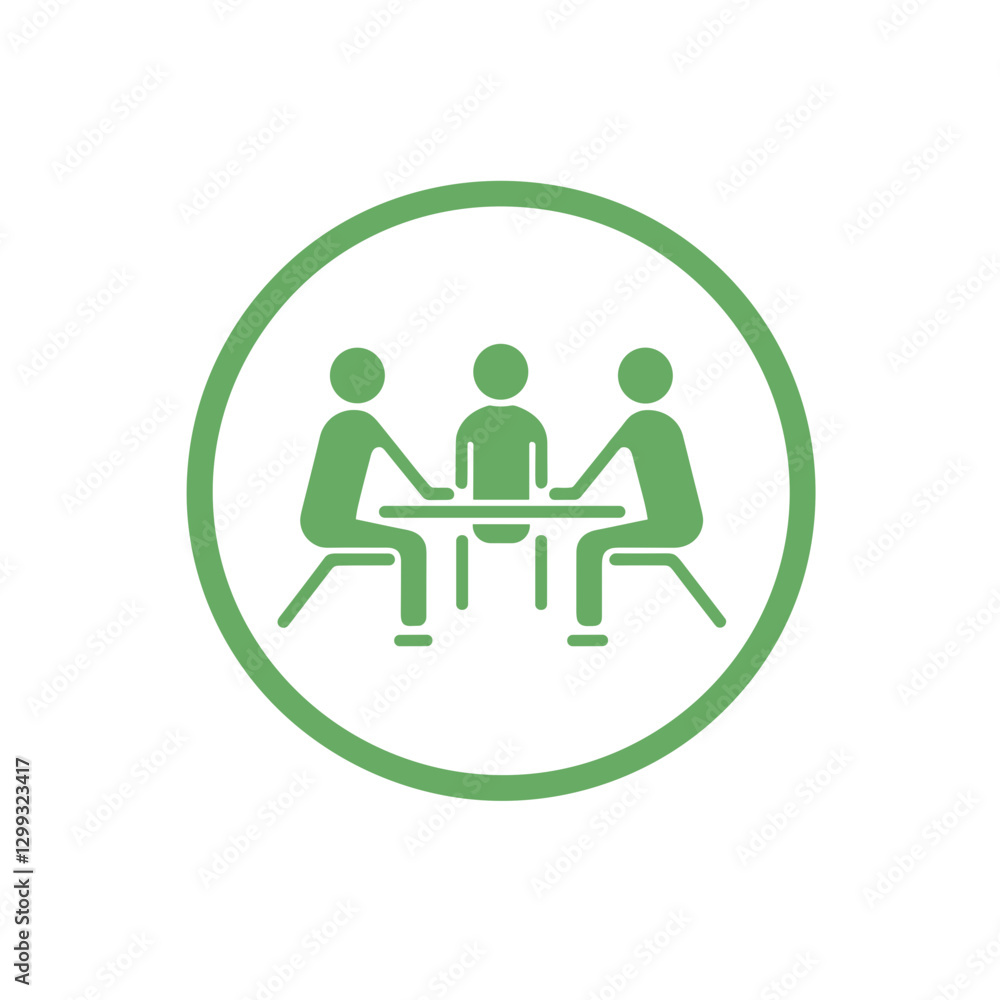 Meeting icon in green for teamwork and collaboration concepts Meeting icon in green for teamwork and collaboration concepts