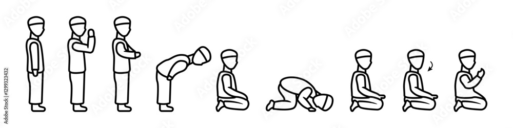 Fototapeta premium Muslim Prayer icon set. for mobile concept and web design on white background