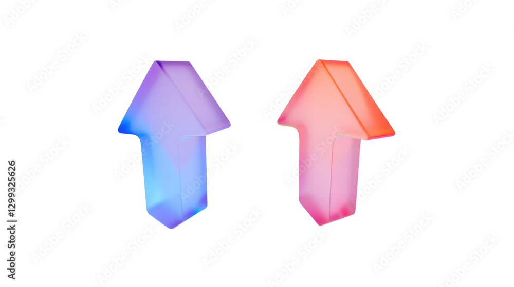 Colorful Upward Arrows with Gradient Design Featuring Pink and Blue on a Transparent Background Colorful Upward Arrows with Gradient Design Featuring Pink and Blue on a Transparent Background