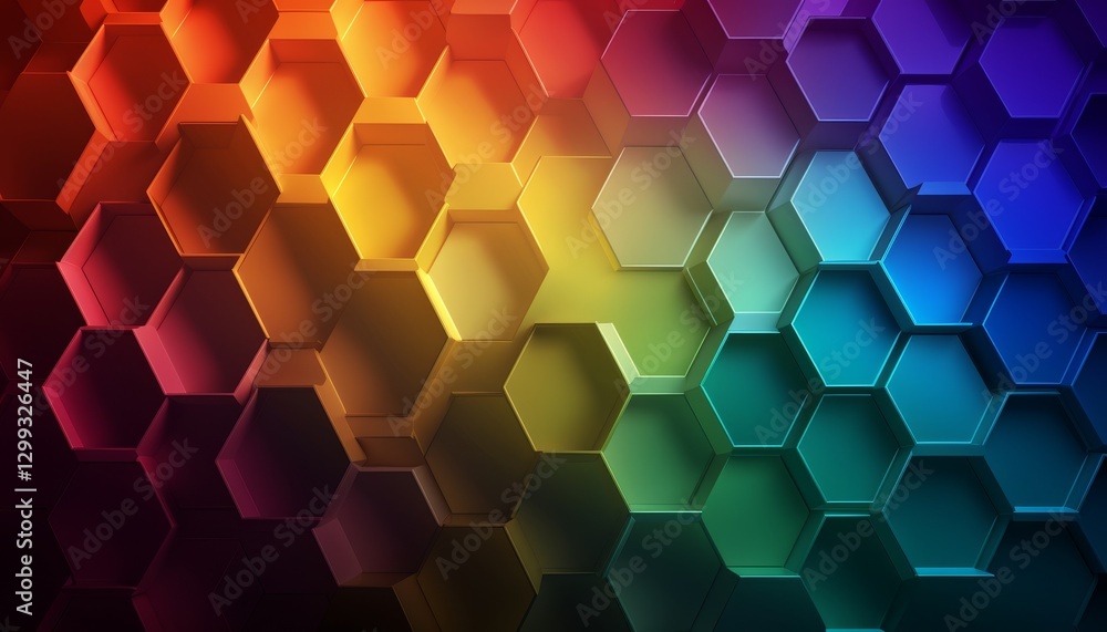 Spectral rainbow colors hexagonal abstract background. Banner template geometric abstract background. Spectral rainbow colors hexagonal abstract background. Banner template geometric abstract background.