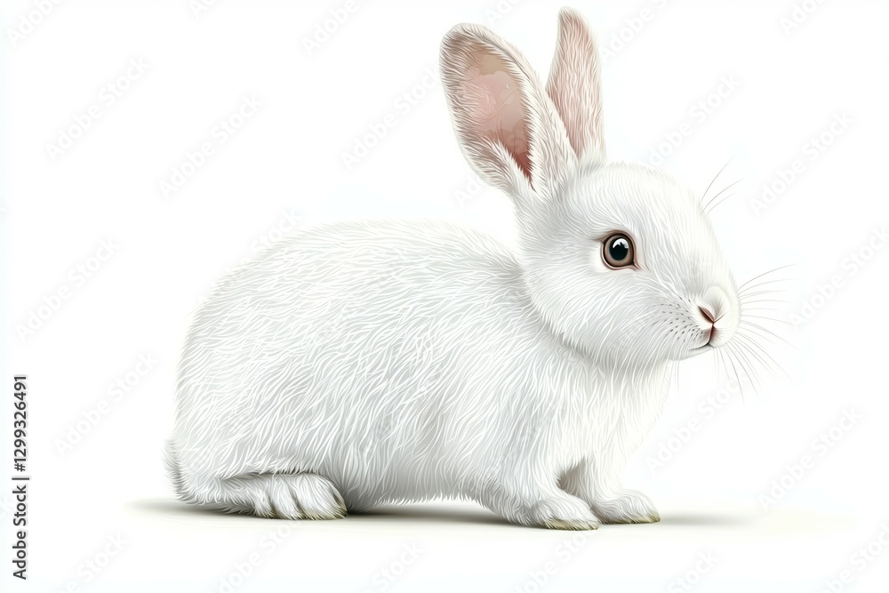 White rabbit is sitting on a white background White rabbit is sitting on a white background