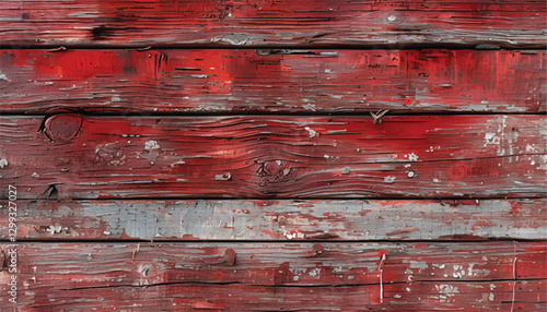The texture of old wood. Weathered piece of wood. Background of old wood. Old Wooden background with  red paint. 
