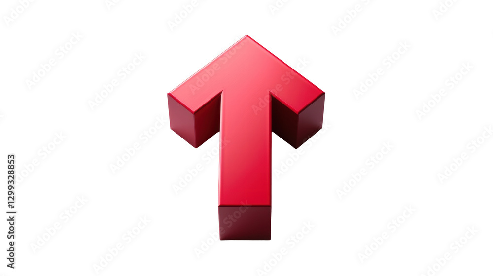 Red 3D Arrow Symbol Pointing Upward with Transparent Background for Navigation and Directional Use Red 3D Arrow Symbol Pointing Upward with Transparent Background for Navigation and Directional Use