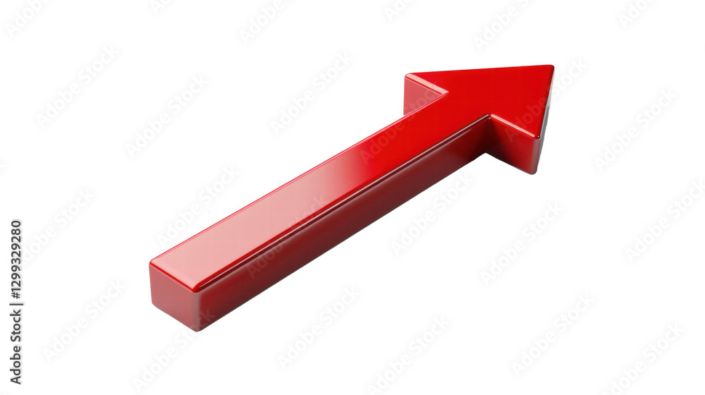 Red Upward Pointing Arrow Symbol on Transparent Background Representing Growth and Success Red Upward Pointing Arrow Symbol on Transparent Background Representing Growth and Success