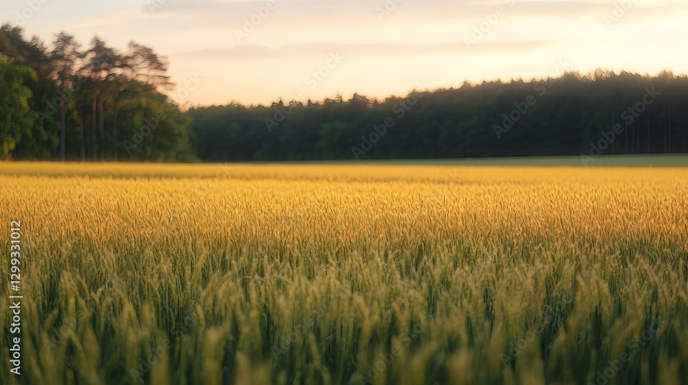 Obraz premium Golden wheat fields stretching under sunset skies rural landscape nature photography peaceful environment