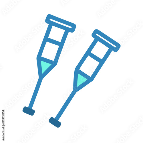Stylish crutches icon design in blue color