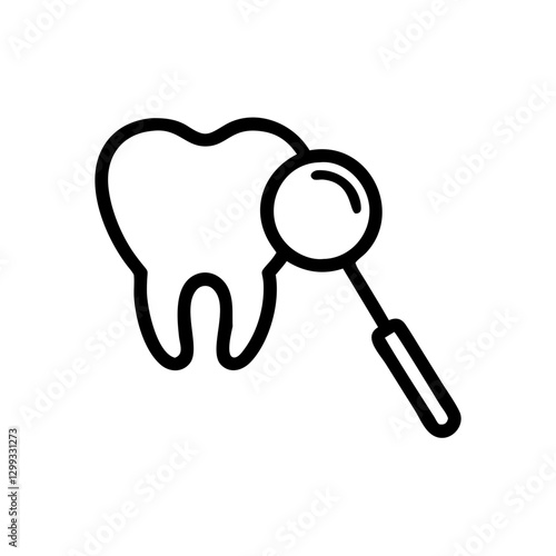 Dental mirror icon with magnified tooth illustration 