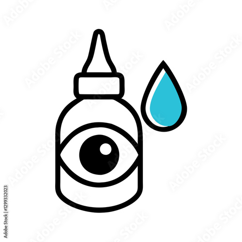Eye drops bottle icon with eye illustration and drop