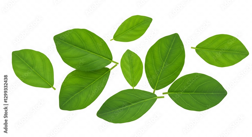 Green Leaves Isolated on White Background Natural Pattern Green Leaves Isolated on White Background Natural Pattern