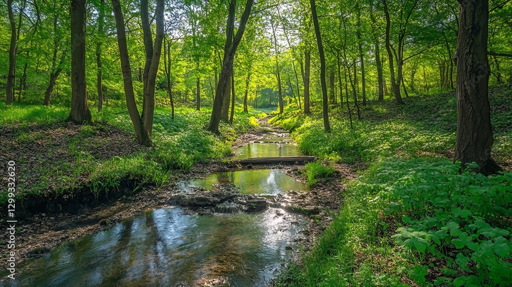 Serene stream flowing through lush forest nature photography tranquil environment scenic view Serene stream flowing through lush forest nature photography tranquil environment scenic view