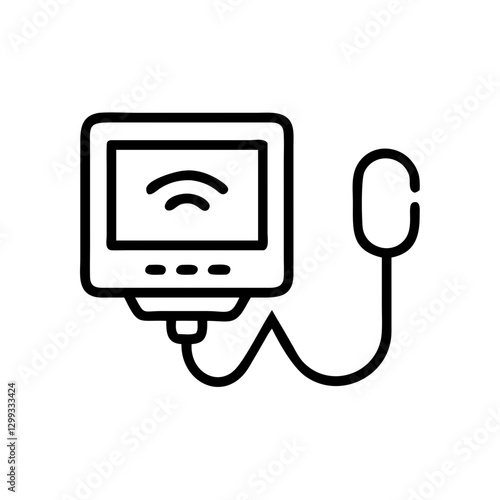 Ultrasound machine icon with a simple and clean line design