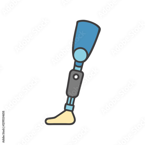 Prosthetic limb icon representing artificial leg on white background 