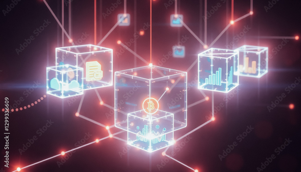 Futuristic Bitcoin blockchain network visualization Futuristic Bitcoin blockchain network visualization