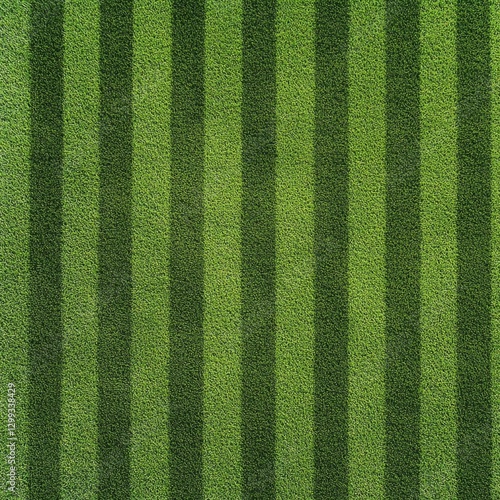 Perfectly Trimmed Green Grass: A Top-Down View of a Lush, Manicured Lawn with Alternating Stripes.