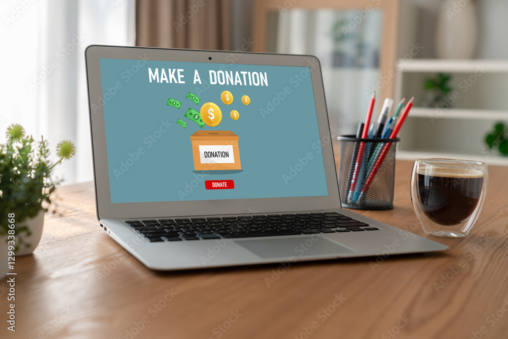 Fototapeta premium Online donation platform offer modish money sending system for people to transfer on the internet