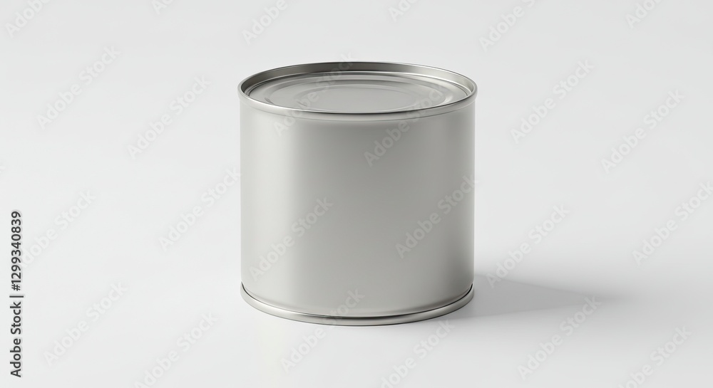 Silver Metal Food Can on White Background with Copy Space Silver Metal Food Can on White Background with Copy Space