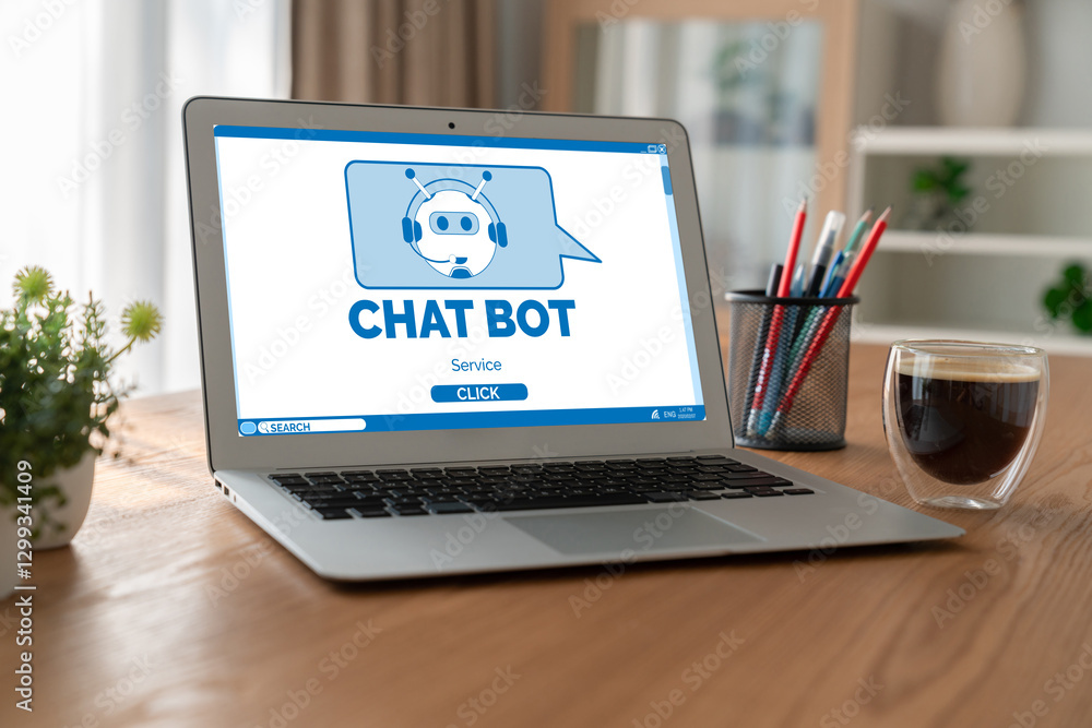 Fototapeta premium Chatbot software application for modish online business that automatically reply to customer questions