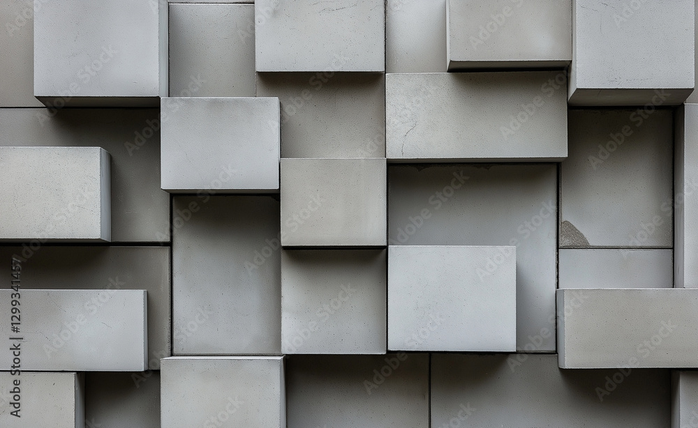 A stack of minimalist white cubes arranged against a smooth concrete wall. A stack of minimalist white cubes arranged against a smooth concrete wall.