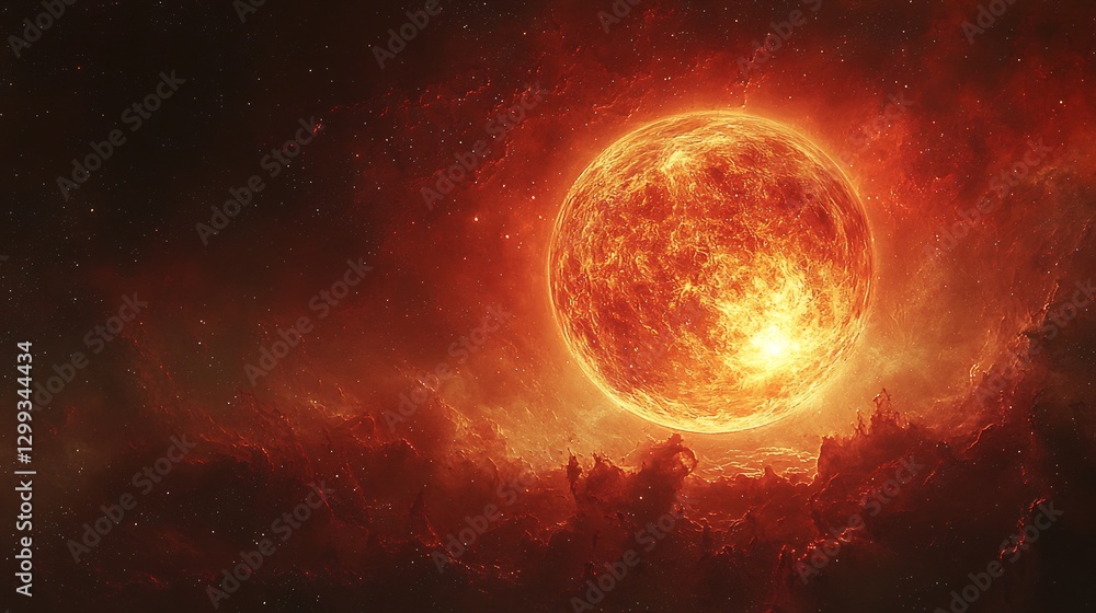 Obraz premium Dying red dwarf slowly cooling into a darkened ember cosmic solitude