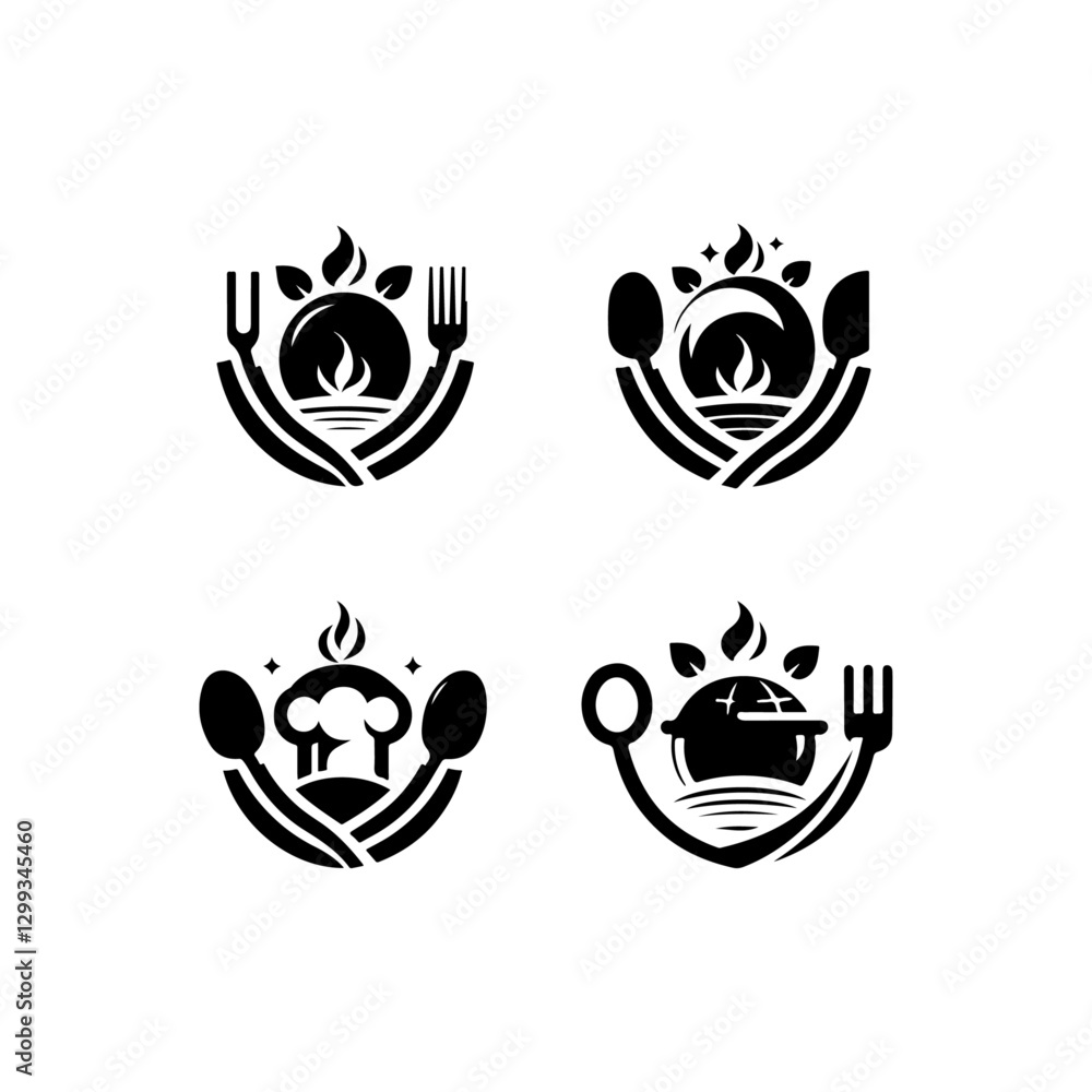Obraz premium Unique resturant logo, icon Silhouette design