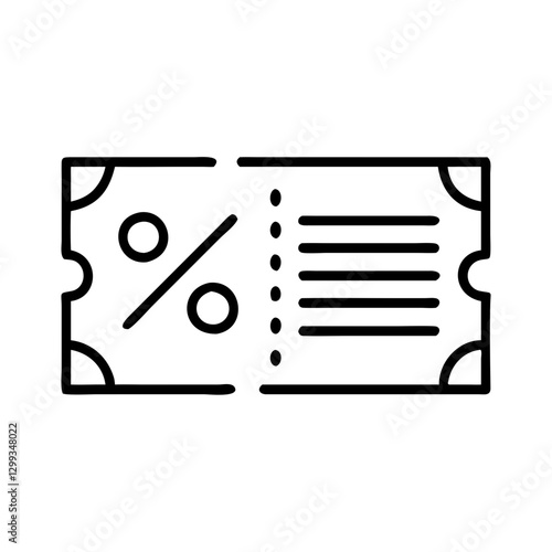 Black and white discount coupon icon