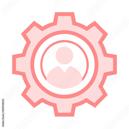 Pink settings gear with user profile icon