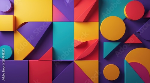 Wallpaper Mural Abstract Geometric Shapes in Vibrant Colors: Modern Design Elements for Creative Projects and D Torontodigital.ca