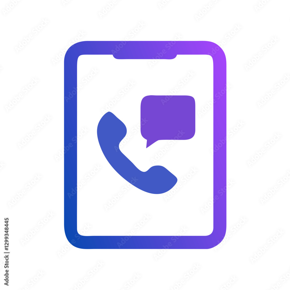 Purple smartphone icon with phone call notification Purple smartphone icon with phone call notification