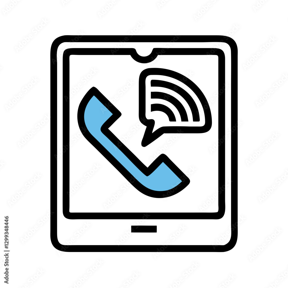 Smartphone with blue phone call and message icon Smartphone with blue phone call and message icon