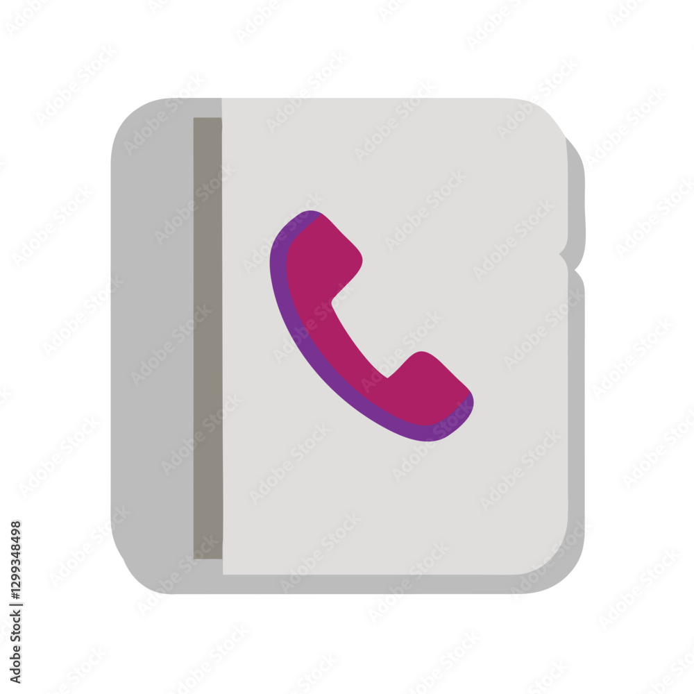 Gray address book with purple phone icon Gray address book with purple phone icon