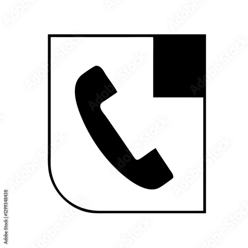 Abstract black and white phone receiver icon