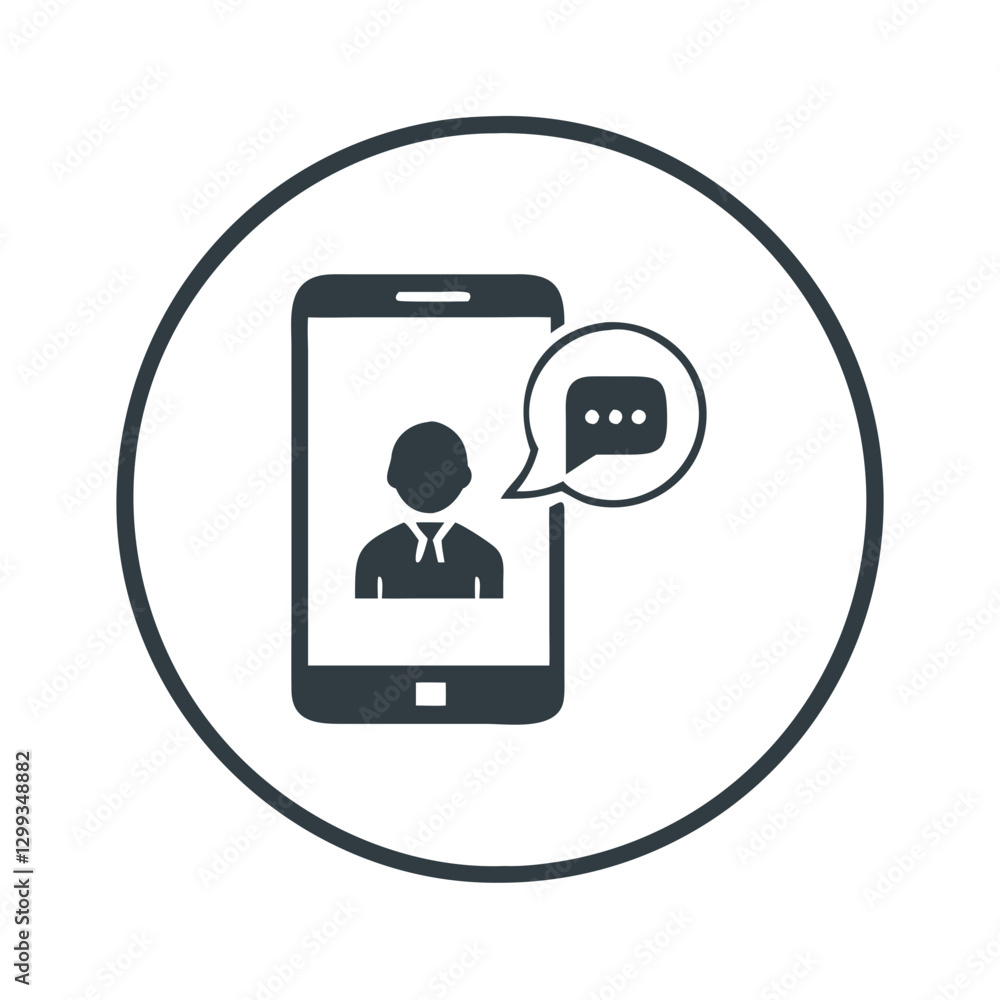 Mobile phone chat icon with user conversation Mobile phone chat icon with user conversation