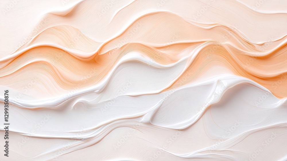 Fototapeta premium Soft, flowing patterns of cream and peach create soothing, abstr