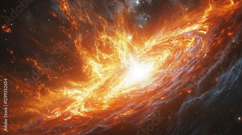 Hyper detailed depiction of a Type Ia supernova a thermonuclear explosion of a white dwarf in a binary system