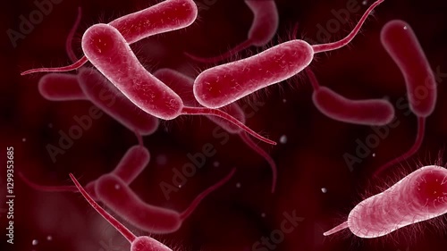 Biomedical animation of vibrio vulnificus bacteria.