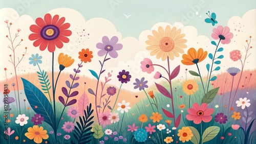 Whimsical Floral Meadow Dig...