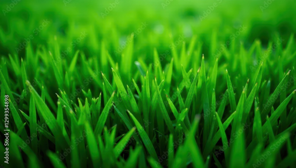 Fototapeta premium Deep green, short-cut grass blades, even texture, field, sport, summer
