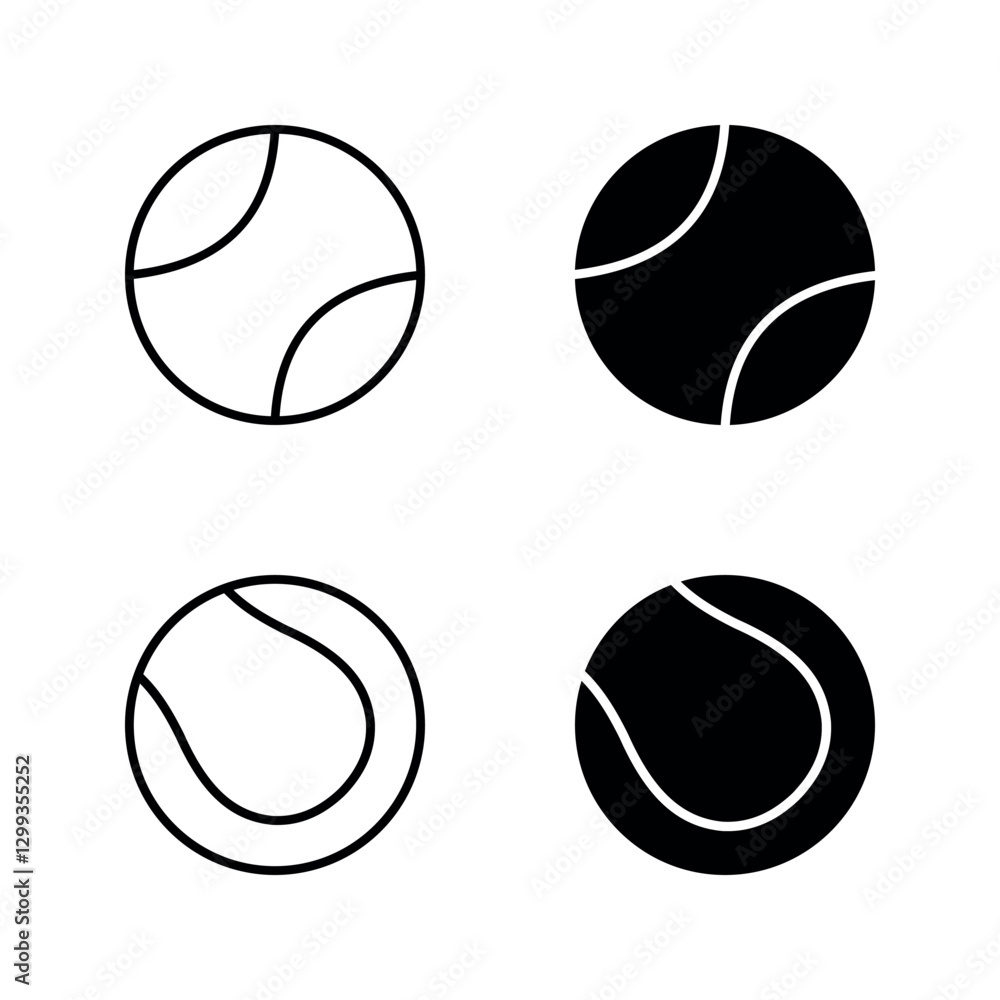 Fototapeta premium tennis ball icon set color editable