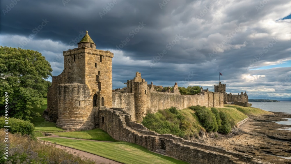 Dunnottar Castle Coastal Ruins Dramatic Cloudscape, Stone Walls, Scottish History, Landscape Photography Scottish Castles, Coastal Ruins Dunnottar Castle Coastal Ruins Dramatic Cloudscape, Stone Walls, Scottish History, Landscape Photography Scottish Castles, Coastal Ruins