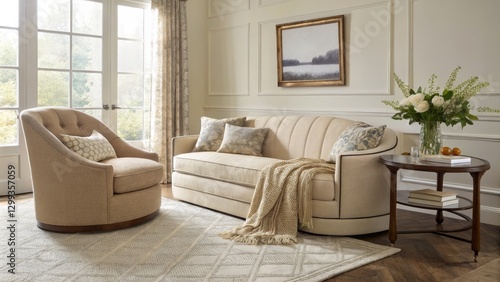 Beige Sofa and Chair Compos...