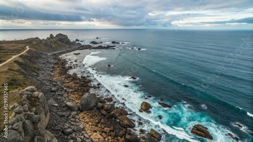 Aerial Coastal Landscape Dr...