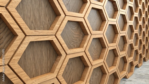 3D Render of Hexagonal Wood...