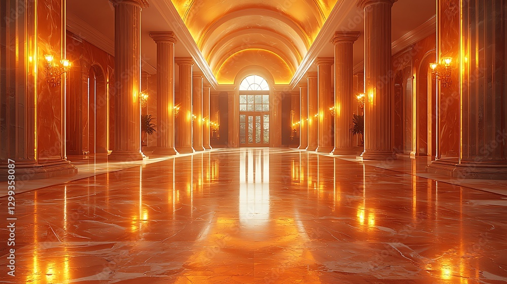 Luxury hotel corridor with warm lighting high resolution wallpaper Luxury hotel corridor with warm lighting high resolution wallpaper