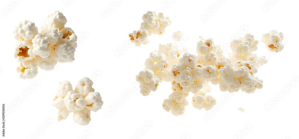 Macro popcorn isolated on white background Macro popcorn isolated on white background